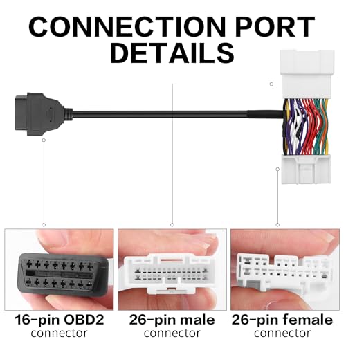 YAODHAOD OBD2 Diagnostic Cable for Tesla Model 3/Y (2019 and After), 26 Pin to 16 Pin Diagnostic Connector, Compatible with OBD2 Scanner, OBDII Code Reader - 30CM