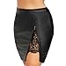 Produktbild Ba Zha Hei röcke Lacklederrock mit Zip-Spitze Minirock Nahtlose Stretch Engen kurzen Rock für Damen schwarz Mini Rock Freizeit Stretch Bleistift Hohe Taille Stretch Business Rock (Schwarz, S)