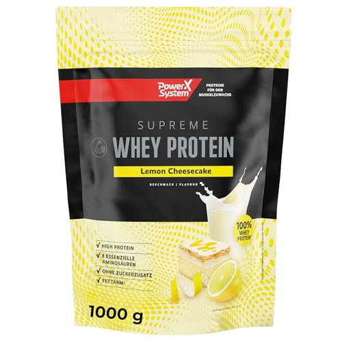 Whey Protein Pulver Lemon Cheesecake 1kg, 33 Portionen, zum Muskelaufbau