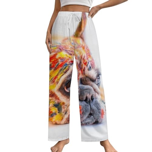 Bas de pyjama carlin vêtement de nuit femme taille S pantalon avec poches imprimé chien