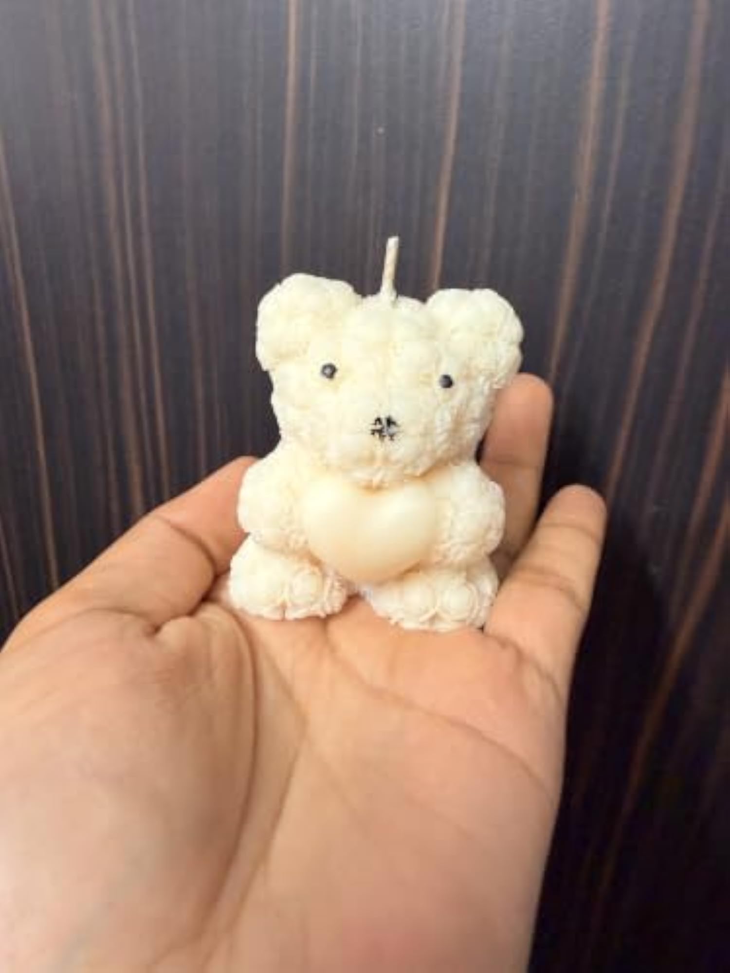 Teddy Bear Shaped Decorative Candle, Handcrafted Floral Texture