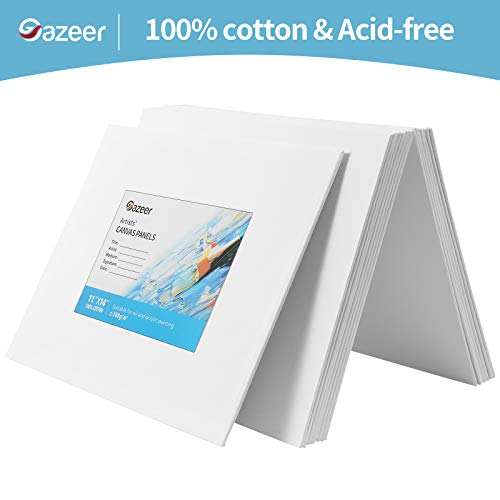 Gazeer Super Value 16Pcs Canvas Panels Artist Painting Canvas Panels - 11x14 Inch - 8 Oz. Canvas Boards for Oil & Acrylic Painting - Thumbnail 2