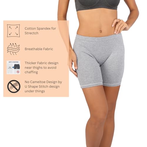 Image of Bralux Cycling Shorts for Women, Girls with Cotton Spandex Set of 3 - Multi Colour Rib Shorts