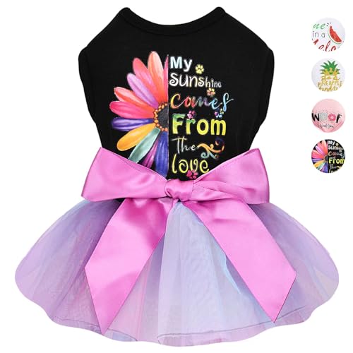 Dog Clothes for Small Dogs Girl, Spring Pet Dress Puppy Princess Tutu Cute Puppy Tulle Dresses Pet Clothes Cat Apparel Chihuahua Yorkshire Outfits (Daisy, L)