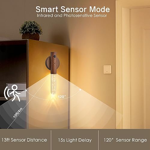 Rilynnera NLBB01 Wall Sconces Set Of Two Battery Operated, Motion Sensor Night Light Battery Powered Sconce Rechargeable Wall Sconce, Peel And Stick Sconce Lights For Bedside Stair Hallway  thumb #2