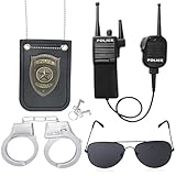 Aichiyu Police Pretend Play Toys Set Handcuffs Badge Cop Officer Costume for Swat Detective FBI Halloween (D)