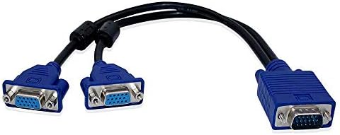 HUACAM 15P VGA Splitter Cable 1 Male to 2 Female Y Adapter Monitor Converter for PC Video Computer TV Projector Screen Duplication - 1 Foot