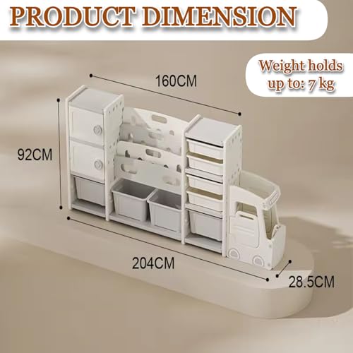 Image of Large Kids Toy Organizer and Storage Racks Kids Book Shelf for Home Baby Book Shelf and Toys Organizer and Storage Bins Children Toys Rack Montessori Storage Racks(Beige)