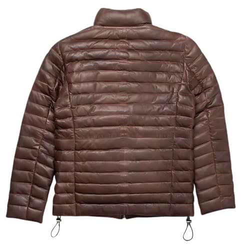 Mens Puffer Jacket Lambskin Down Leather Quilted Jacket Lightweight Zip Up Winter Mens Puffer Coat3