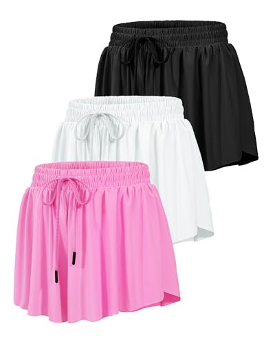 Image of HASMES Girls Butterfly Shorts Teen Flowy Athletic Shorts for Running Dance Cheer 5-14Y