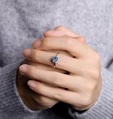 Vintage Alexandrite Engagement Ring Women Rose Gold wedding Ring Antique round cut Bridal ring Art deco Halo Ring Anniversary ring Moissanite Ring Gift for Her Half Eternity Bridal Ring Gift for Her