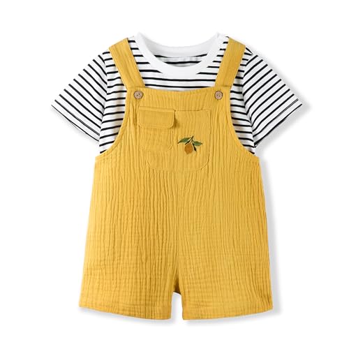 Volunboy Baby Boys Summer Clothes Stripe T-shirt Shortall Set Toddler Short Overalls Cotton Unisex Jumpsuits