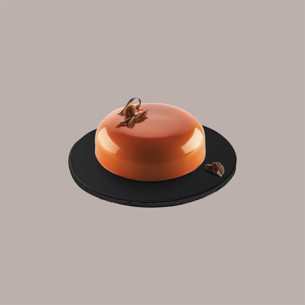 Lucgel, Vassoio Sottotorta Tondo Nero, Carta Rigida, Riutilizzabile, 40 cm, 2 pezzi