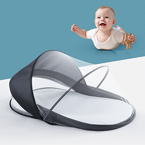 Image of Sporary Travel Bassinet Portable Bassinet，Portable Travel Crib Infant Travel Bed with Mosquito Net and Canopy，Lightweight and Foldable（Light Grey