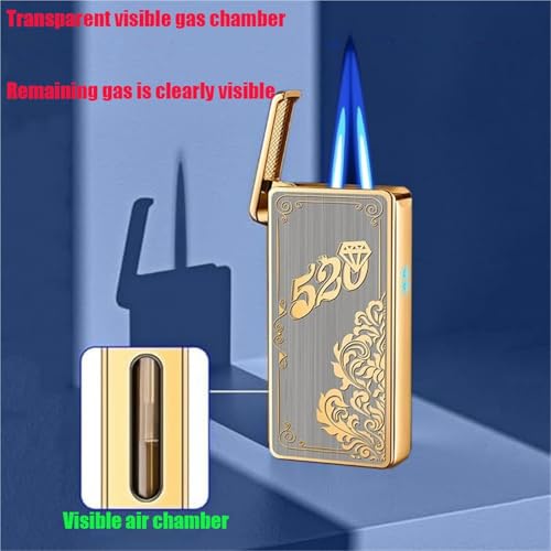 Encendedor de doble llama con sensor de voz y carga transparente para puros 4