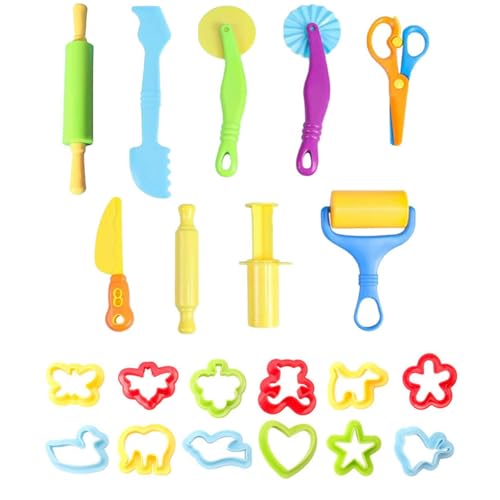 Giutsaull Pasta da Modellare per Plastilina, 21 Pezzi di Accessori per la Pasta da Gioco, Utensili per Plastilina, Strumenti per Argilla, Stampi per Estrusori Modellabile Giocattoli per Bambini