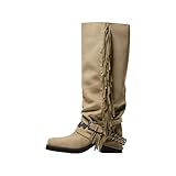 Atuelang Slouchy Knee High Boots for Women Fold Over...