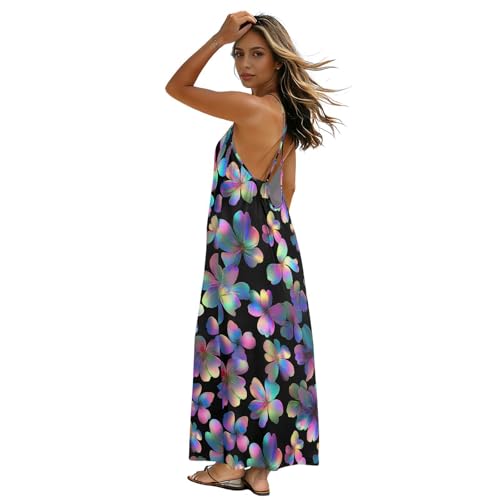 Robe noire holographique dos nu pour valoriser la silhouette