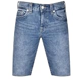 True Religion Men's Ricky Straight Leg Raw Hem Denim Short, Medium Retro Faded, 34