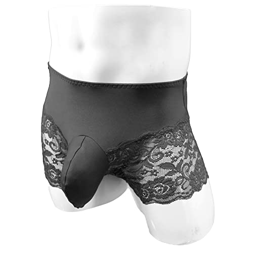 Men's Lace Briefs Sissy Pouch Underwear Crossdress Breathable Stretch Cotton Lace Panties Large Hip Wrap Boxers2