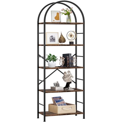 Shintenchi Arched Bookshelf, 5-Tier Tall...