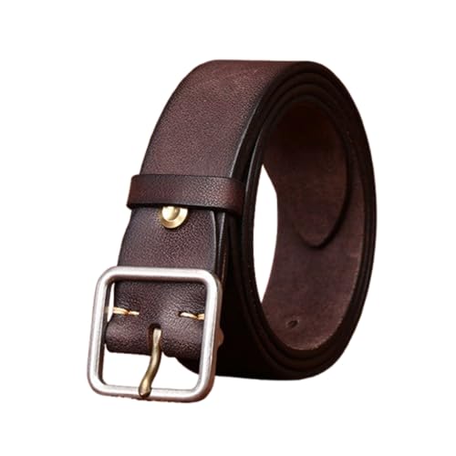 Ceinture vintage en cuir véritable avec boucle carrée acier inoxydable pour homme et femme