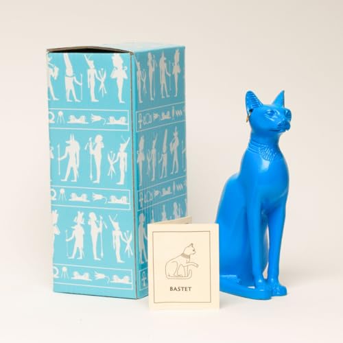Estatua azul clásica de gato Bastet con pendiente miniatura 5