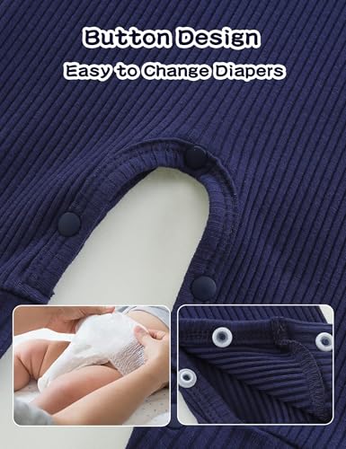 KIDDLETOWN Schlafanzug Baby, Strampler Neugeborene, 3er Pack Schlafstrampler mit Hut und Handschuhe, Baumwolle Baby Schlafanzug Langarm Pyjamas Strampler 0-3 Monate Kleidung für Mädchen und Jungen