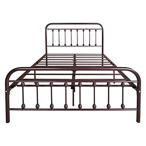Dumee Queen Bed Frame With Headboard And Footboard Metal Platform Bed Frame Queen Size Under Bed Storage No Box Spring Needed, Antique Brown #TOP3