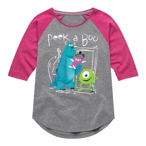 Disney Monsters Inc. - Peek A Boo - Toddler & Youth Girls Raglan Graphic T-Shirt