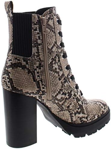 Steve Madden Womens Latch Leather Lace Up Platform Boots Tan 6.5 Medium (B,M) | Image 1