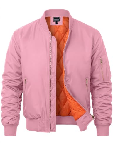 Navy Bomber Jacket with Pink T-Shirt