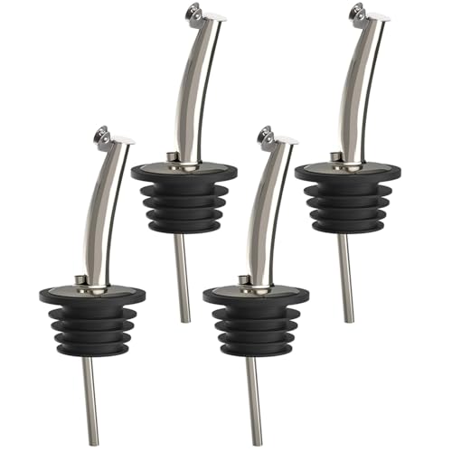 4 Pcs Oil Spout Liquor Pourers Bottle Spout Speed Pourer Olive Oil and Vinegar Stopper Spout for About 3/4" Bottle Mouth, with Flip Top
