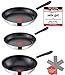 Produktbild Tefal H80521 Jamie Oliver Pfannenset 3-tlg, 24 und 28 cm Pfanne, 28 cm Wokpfanne, Pfannen auch Induktionsherd geeignet, mit Teflon Antihaftbeschichtung, Edelstahl Bratpfannen + 3 Filz Pfannenschoner