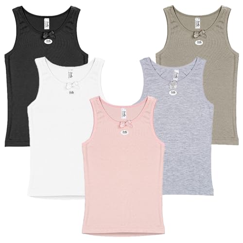SAMILY Mädchen Baumwolle Unterhemden Tank Top mit Schleife (DE/NL/SE/PL, Numerisch, 134, 140, Regular, Mehrfarbig-1-)