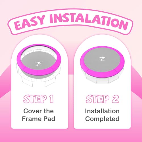 Kangaroo Hoppers Universal 8/10/12/15FT Trampoline Repalcement Safety Pad,Waterproof Surround Spring Foam Cover for Round Frame (Pink, 15FT)