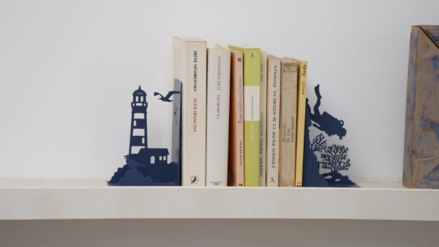 Fermalibri A Forma Di Sub Balvi - Design Metallico Blu Per Appassionati Del Mare - Foto 2