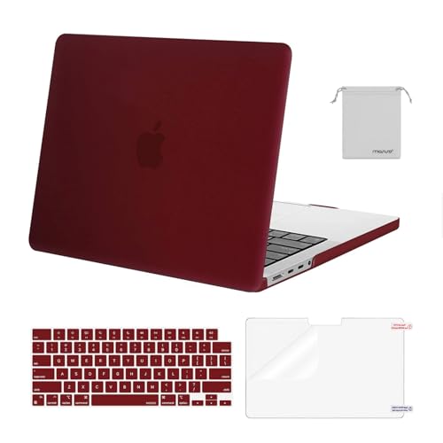 Image of MOSISO Compatible with MacBook Pro 14 inch Case 2025 2024 2023 2022 2021 M5 M4 M3 M2 M1 A3434 A3112 A3185 A3401 A2918 A2992 A2779 A2442, Hard Shell&Keyboard Cover&Screen Film&Pouch,Marsala Red