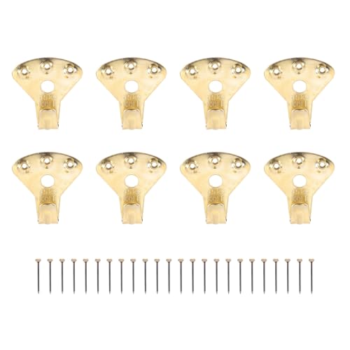 POPETPOP Ganchos Metálicos para Colgar Cuadros y Fotos Kit 8 Piezas con Clavos de Latón y Cobre Resistentes Marcas para Pared en Hogar y Oficina Colgadores de Alta Resistencia