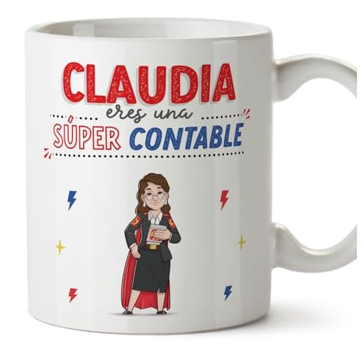 MUGFFINS Tazas Personalizadas para CONTABLE mujer - En Español - ¡Eres Súper! - 11 oz / 330 ml - Regalo Personalizable original y divertido