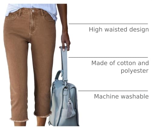 Image of Sidefeel Women's High Waisted Straight Leg Jeans Capri Denim Pants