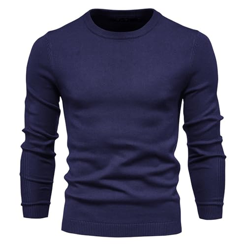 2 Pack Mens Knit Dress Sweater Crewneck Long Sleeves Slim Fit Sweaters Business Casual Ribbing Pullover Tops3