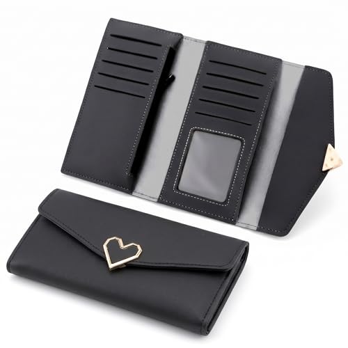 Image of Kraptick Women's Wallet -Stylish and Compact Purse Clutch Wallet for Women, Stylish Card Coin Holder, Debit Card Holder, Money Organizer and Travel Wallet for Women with 13 Slots (Black)