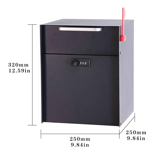 Image of Post Mount Locking Mailbox with Code Lock | Large Capacity, Security Password Metal Lock, Waterproof, Vertical Drop, Outdoor