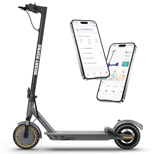 Image of WERHY Electric Scooters, 350W Brushless Motor & 19 MPH, 15-21 Miles Long Range, 8.5 inch Solid Tires, Folding Sport Scooters for Adults with Dual Brake System and APP