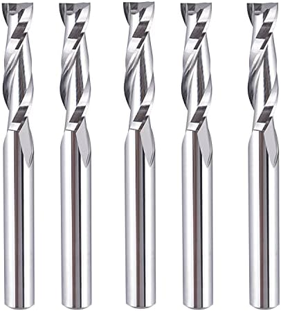 SpeTool 5Pcs Spiral Router Bits UpCut 1/4 inch Cutting Diameter 1/4 inch Shank HRC55 Solid Carbide CNC End Mill for Woodwork Mortise Slot Carving Engraver