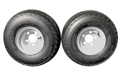 Antego 5-Hole 8 x 7 White Trailer Wheel & Tire Set 215/60-8 (18.5x8.50-8) 6ply - Load Range C - Pack of 2