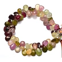 GEMZ 8 inch Strand of Natural Multi Sapphire pear Shape Faceted Cut Multi Color Color briollete Beads for DIY Jewelry Making- Earring Necklace Bracelet.