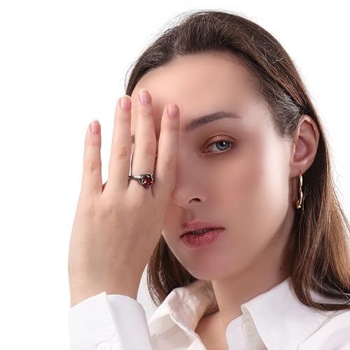 Engagement Rings for Women AAA+ Heart Cubic Zirconia Promise Rings for Her Black Halloween Jewelry/1.5CT Moissanite Rings Women's Wedding Statement Ring Birthday Gifts for Women, Size 5-92