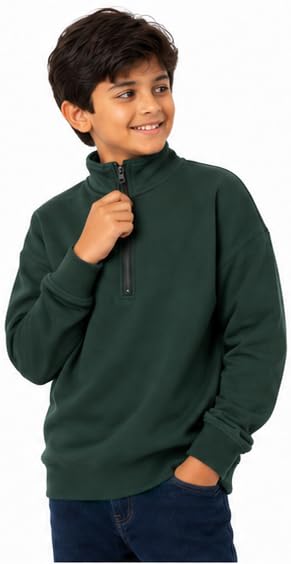 Image of T2F Boys Cotton High Neck Oversized Fit DropShoulder Sweatshirt